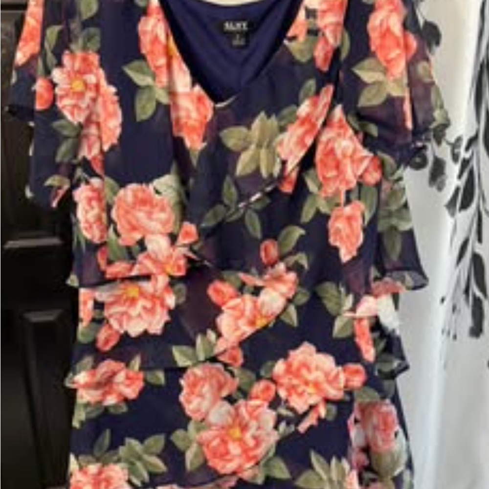 SLNY Navy Floral Dress